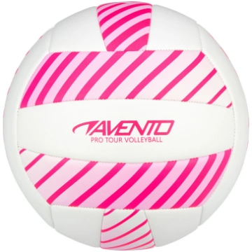 Volleyball ball AVENTO 16VF Pink/White PVC leather
