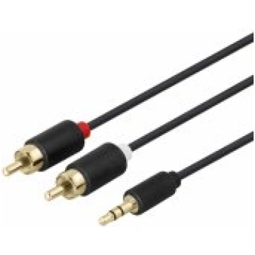 Deltaco Audio Cable 3.5mm to 2 x RCA 3m Black akse