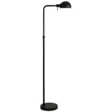 66" Black Reading Floor Lamp With Black Dome Shade