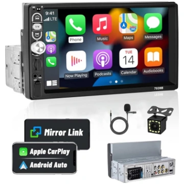 Hikity 1Din CarPlay auto radio Android 15 automašī