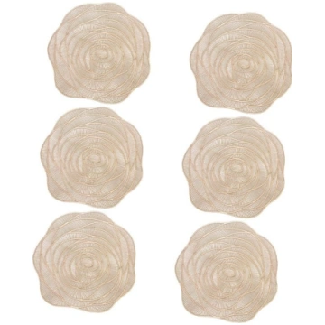 LABRIMP Pack of 6 PVC Place Mats, Rose Shape, Fili