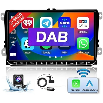 2 + 64 GB DAB/DAB+ Android 15 Auto radio ar navigā