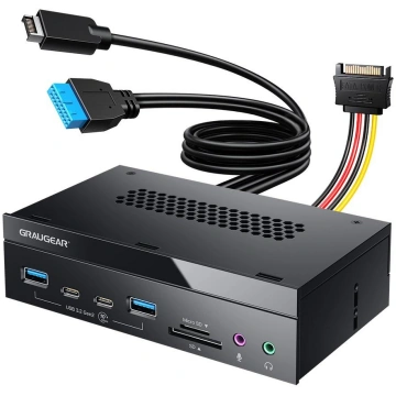 Front Panel 4-Fold + Card Reader USB,SD,Micro GRAU