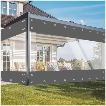 Caurspīdīgs brezenta tents ar cilpām, ūdensnecaurl