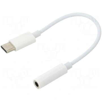 Cable | Jack 3.5mm socket,USB C plug | 0.15m | whi