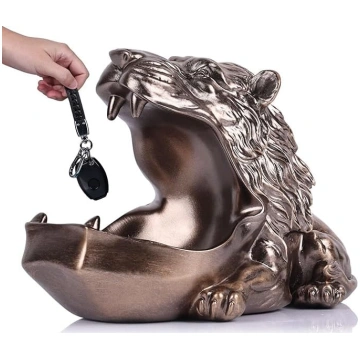 QIANLING Lauvas skulptūra Sveķu bļoda Candy Bowl C