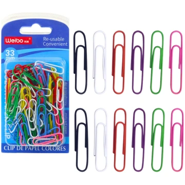 Set of Colorful Paper Clips 33mm 90pcs