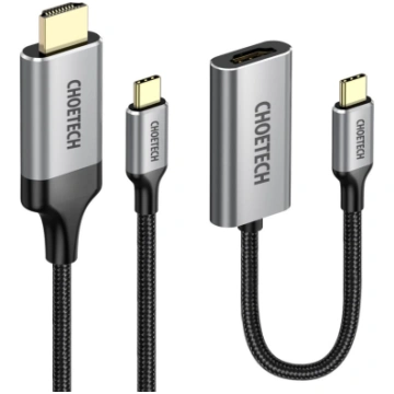 Adapteris HUB USB Type C - HDMI 2.0 + HDMI kabelis