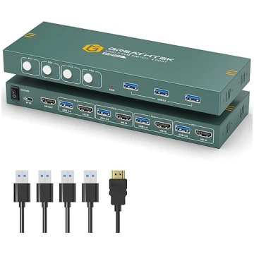 KVM slēdzis HDMI 4 port HDMI 4K @ 60Hz, atbalsta E