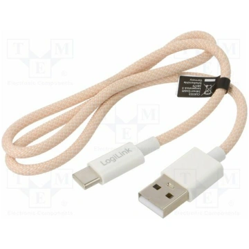 Cable; USB 2.0; USB A plug,USB C plug; 500mm; pink