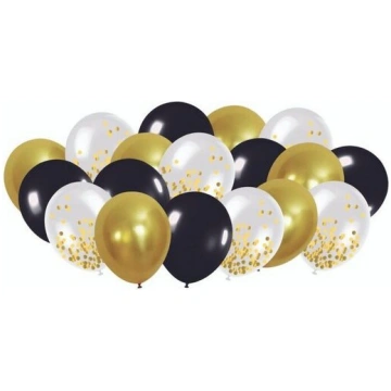 Balonu komplekts melns/zelts/konf. 18 gab