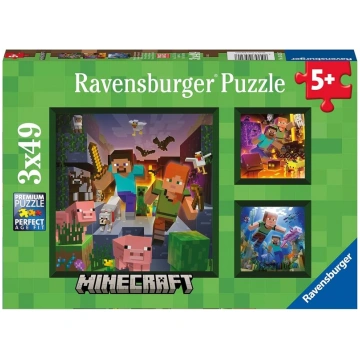 Ravensburger Minecraft Biomes Puzles bērniem, 3 x 