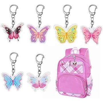 simarro Pack of 6 Butterfly Key Fob Pendant Girls 