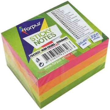 Sticky notes Forpus, Neon, 50x40mm, assorted, cube