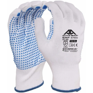 Poliestera cimdi ar PVC punktojumu, 7 izm., Active