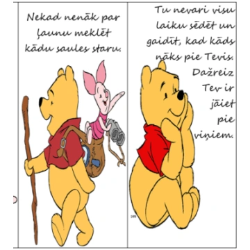 Grāmatzīmes ar Vinnija Pūka citātiem - Mācību mate