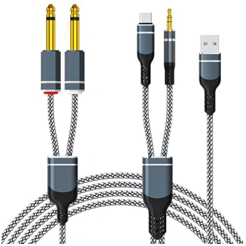 USB C uz 1/4 collu audio kabelis, 3,5 mm TRS 1/8 c