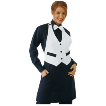 Unisex Garcon apron 100% Polyester White and black