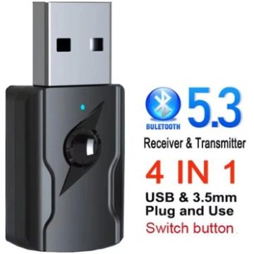 USB & 3.5mm AUX Bluetooth 5.3 Dongle Audio Receive