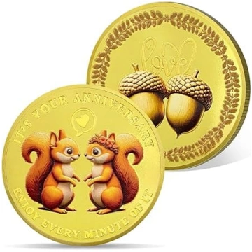 AtSKnSK Jubilejas monēta Cute Dove Squirrel Kāzu m