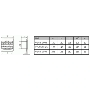 Vents Axial fan fi 100 230V 5.6W 78m3 / h 26dB sil
