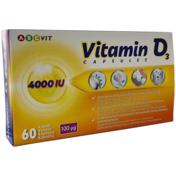 ABC VIT, D3 vitamīns, 100 µg, 4000 SV, 60 kapsulas