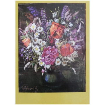 Rita Valnere Ziedi 1981 mākslas pastkarte 10,5x15