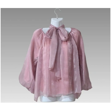 Blusa Chiffon Con Foulard - Chiffon Rosa