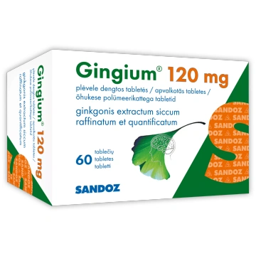 GINGIUM 120 mg apvalkotās tabletes, 60 gab