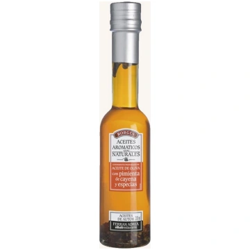 Aromatic olive oil with cayenne pepper and spicy s