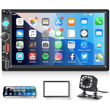 Hodozzy Double DIN autoradio ar Bluetooth, 7 collu