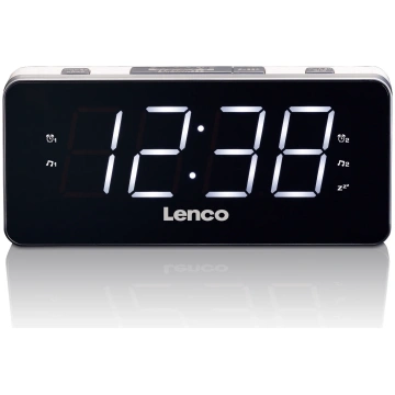Lenco radio pulkstenis, ar lielu displeju, balts, 