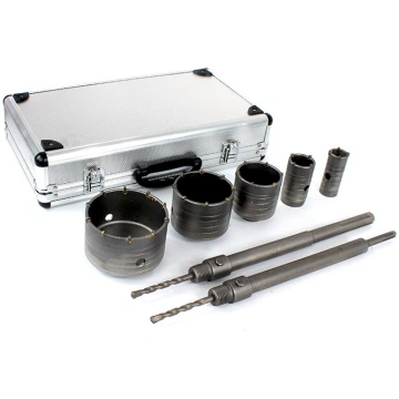 A set of drill crowns with long adapters SDS Plus 