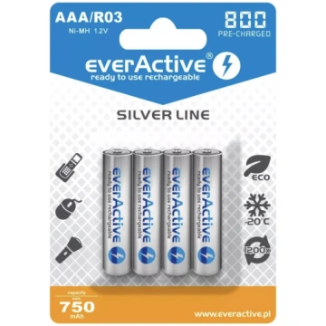 Uzlādējamas AAA NiMH baterijas everActive EVHRL03-