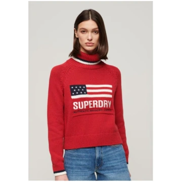 Women's Americana Roll Knitted Crew Neck Jump