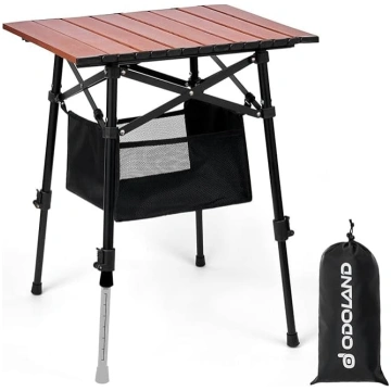 Odoland Camping Table Height Adjustable with Stora