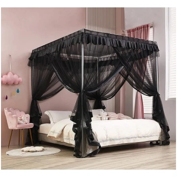 Mengersi Black Bed Canopy 4 Corner Post Bed Canopy