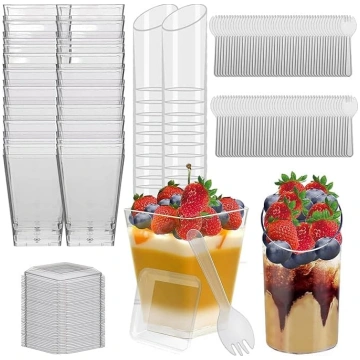 MerryNine Mini caurspīdīgi plastmasas deserta trau