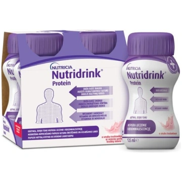 NUTRIDRINK Protein ar zemeņu garšu 125ml x 4