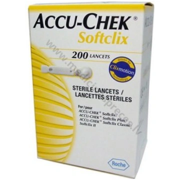 Lancetes AC Softclix. Iepakojumā 200 gab