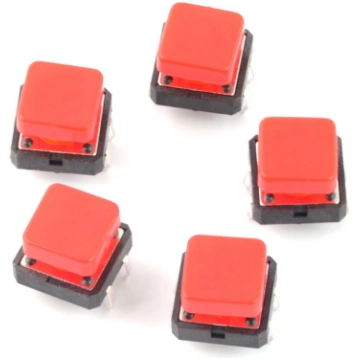 Tact Switch 12x12mm with a cap - red square - 5pcs