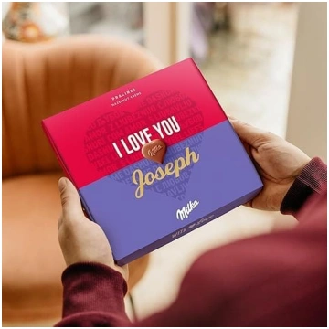 Milka šokolāde ar personalizētu uzrakstu – sirds f