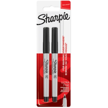 Sharpie Ultra Fine 0,5 mm melni 2 gab. plānās krās