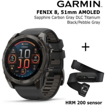 GARMIN Fenix 8 51 mm, AMOLED, Sapphire Carbon + HR