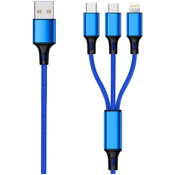 2GO 3in1 USB Ladekabel Micro-USB Apple TypeC Nylon