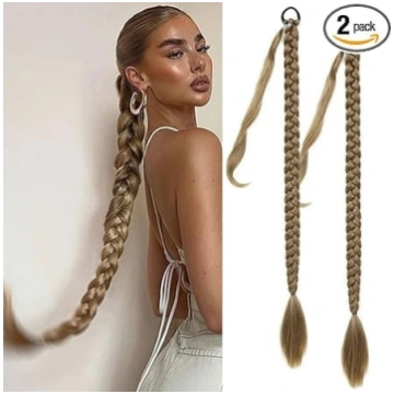 2 gabali Ponytail Extension Braid ar matu Scrunchi