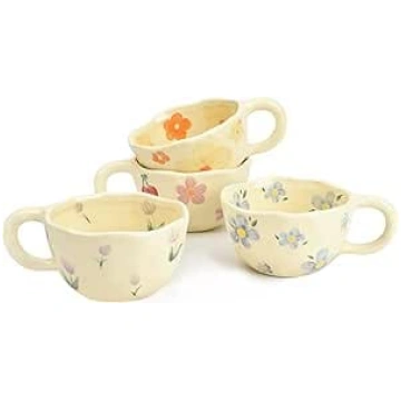 Koythin 4 porcelāna kafijas krūžu komplekts, radoš
