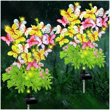 2 Pack - Solar Powered LED Butterfly Stake Light