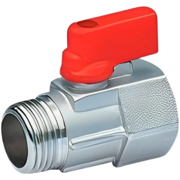 Mini Misiņa Lodveida Krāns 1/4", Sarkans Rokturis,