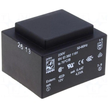 Transformer: encapsulated | 4.5VA | 230VAC | 15V |